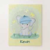 Kute olifant in een bloemenweide. legpuzzel (Verticaal)