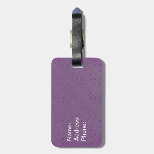 Kute olifant in girale roze en paars bagagelabel (Achterkant verticaal)