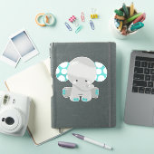 Kute olifant, kleine olifant - Blauwe grijs Sticker (iPad Cover)