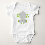 Kute olifant, kleine olifant - groene grijs romper (Voorkant)