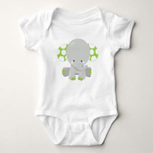 Kute olifant, kleine olifant - groene grijs romper (Voorkant)
