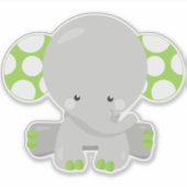 Kute olifant, kleine olifant - groene grijs sticker (Voorkant)