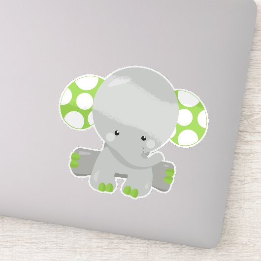 Kute olifant, kleine olifant - groene grijs sticker (Detail)