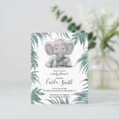 Kute olifant meisje met bladeren voor baby shower (Staand voorkant)