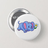 Kute olifant met bloeiend Oerwoud Dierlijke Kinder Ronde Button 5,7 Cm (Voorkant /achterkant)