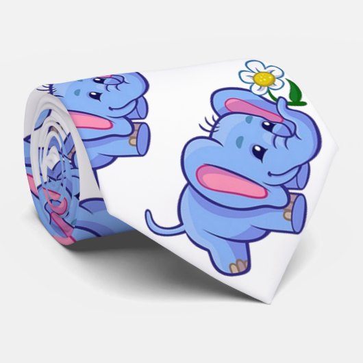 Kute olifant met bloeiend Oerwoud Dierlijke Kinder Stropdas (Opgerold)