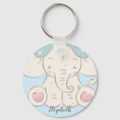 Kute olifant met een rij Jouw namen toevoegen Sleutelhanger (Voorkant)