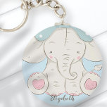 Kute olifant met een rij Jouw namen toevoegen Sleutelhanger<br><div class="desc">Design bestaat uit een schattige baby olifant met een blauwe boeg. Voeg jouw naam toe. Hier te vinden op: http://www.zazzle.com/store/selectpartysupplies</div>