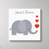 Kute olifant met hart aanpasbare kind canvas afdruk (Voorkant)