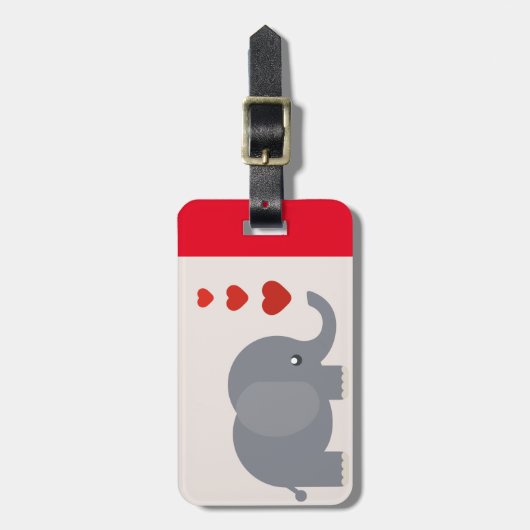 Kute olifant met hart en liefde bagagelabel (Voorkant verticaal)