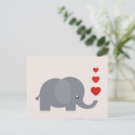 Kute olifant met hart en liefde briefkaart (Staand voorkant)