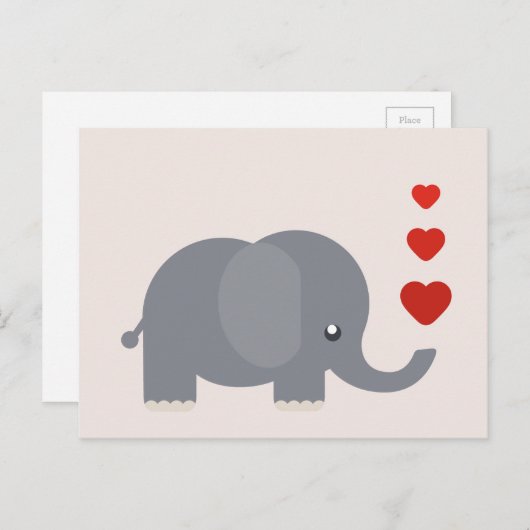 Kute olifant met hart en liefde briefkaart (Voorkant / Achterkant)