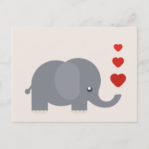 Kute olifant met hart en liefde briefkaart