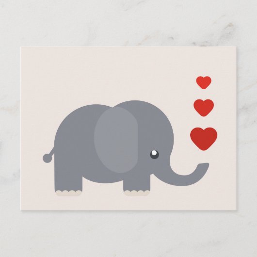 Kute olifant met hart en liefde briefkaart (Voorkant)
