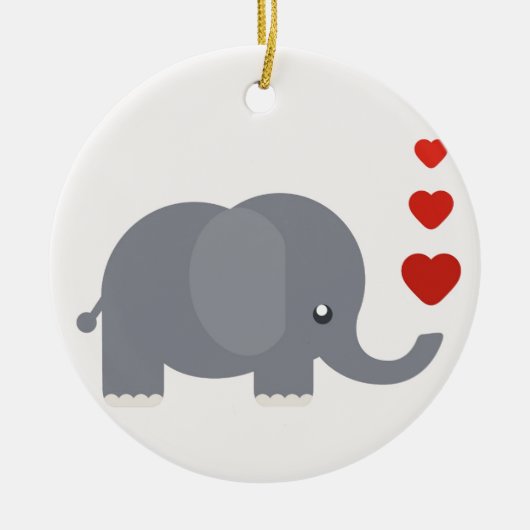 Kute olifant met hart en liefde keramisch ornament (Voorkant)