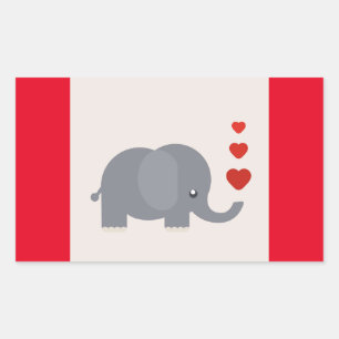 Kute olifant met hart en liefde rechthoekige sticker