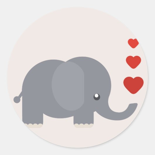 Kute olifant met hart en liefde ronde sticker (Voorkant)