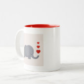 Kute olifant met hart en liefde tweekleurige koffiemok (Voorkant links)