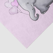 Kute olifant met hartballonnen Roze Baby shower Tissuepapier (Detail)