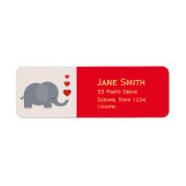 Kute olifant met harten cartoon etiket (Voorkant)