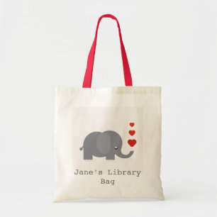 Kute olifant met kind bibliotheektas tote bag
