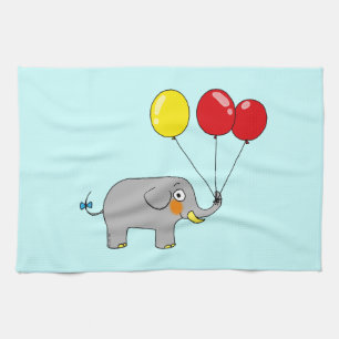 Kute olifant met partijballonnen theedoek