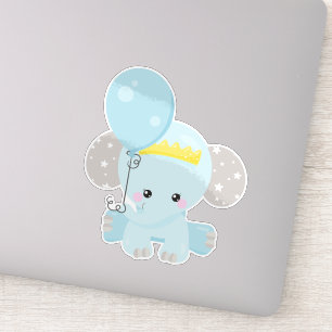 Kute olifant, olifant met ballon, kroon, sterren sticker