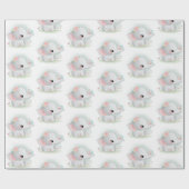 Kute olifant roze blauwe Waterverf omslagpapier Cadeaupapier (Vlak)