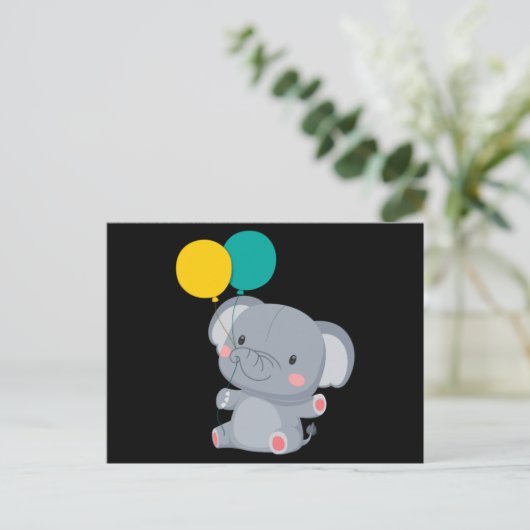 Kute olifant zit in een ballon briefkaart (Staand voorkant)