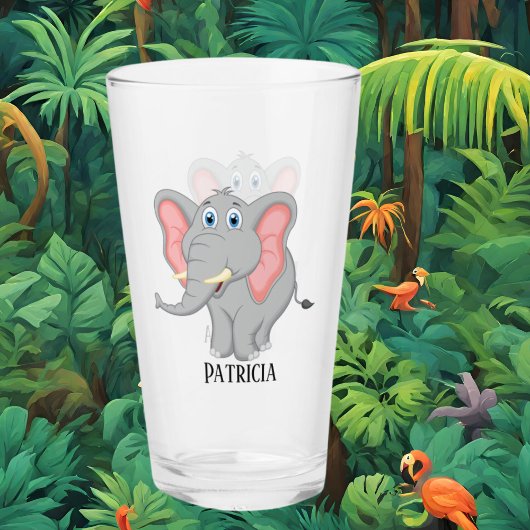 Kute olifantenliefhebbers voegen de naam Glass toe Glas