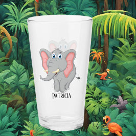 Kute olifantenliefhebbers voegen de naam Glass toe Glas