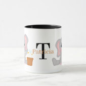 Kute olifantenliefhebbers voegen monogram toe mok (Midden)