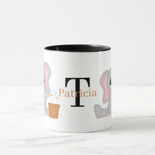 Kute olifantenliefhebbers voegen monogram toe mok (Midden)