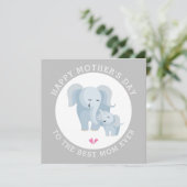 Kute olifantenmoeder en baby grijze Moederdag Feestdagenkaart (Staand voorkant)