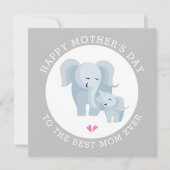 Kute olifantenmoeder en baby grijze Moederdag Feestdagenkaart (Voorkant)