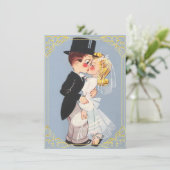 Kute omgevormde bride en bruom kaart (Staand voorkant)