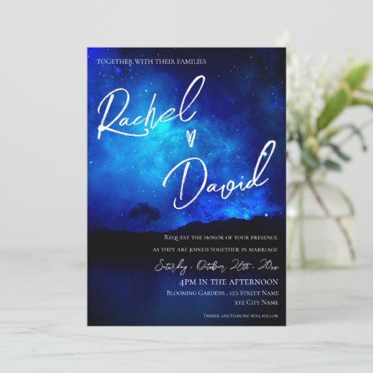 Kute onder de Stars Night Sky Typography Wedding (Staand voorkant)