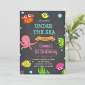Kute onder de zee verjaardagsdouche kaart (Staand voorkant)