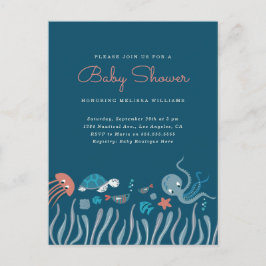 Kute onder het Baby shower Zee Ocean Critters Uitnodiging Briefkaart