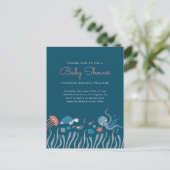 Kute onder het Baby shower Zee Ocean Critters Uitnodiging Briefkaart (Staand voorkant)