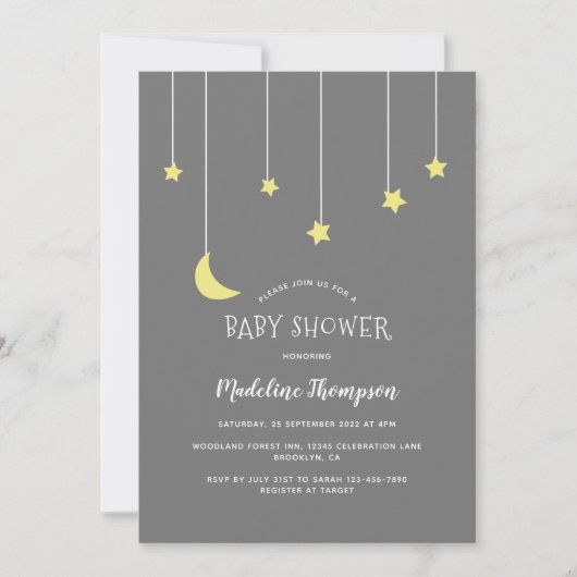 Kute onder het neutraal grijs Baby shower van de M Kaart (Voorkant)