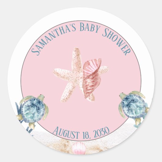 Kute onder het Zee Baby shower Klassieke Ronde Sti Ronde Sticker (Voorkant)
