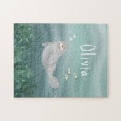 Kute onder het Zee Blauwe Oceaan Zegel Kinderen Legpuzzel (Horizontaal)