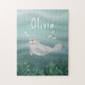 Kute onder het Zee Blauwe Oceaan Zegel Kinderen Legpuzzel (Verticaal)