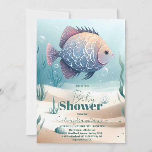 Kute onder het Zee Boy Baby shower Kaart (Voorkant)