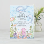 Kute onder het Zee Boy Baby shower Kaart (Staand voorkant)