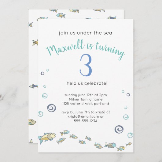 Kute onder het Zee dat 3 oceaansterfdag wordt Kaart (Voorkant / Achterkant)