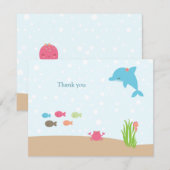 Kute onder het Zee, meisjes bedankt je kaart (Voorkant / Achterkant)