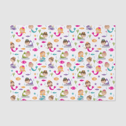 Kute onder het Zee Mermaid Tissue Paper Tissuepapier (Voorkant)