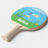 Kute onder het Zee oceaanvis en krab Tafeltennisbatje (Voorkant Gekanteld)